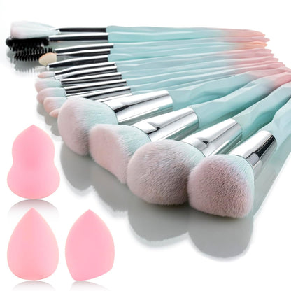 Pink Blue Gradient Makeup Brushes and Makeup Sponges Set Makeup Brushes Set Natural Synthetic Eye Shadow Foundation Make-Up Brush Set Professional Makeup Brush and Tool Accessories………