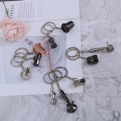 Creative Coffee Keychain Coffee Handle Keyring Portable Coffee Machine Pitcher Keyring Portable Coffeeware Accessories Gift